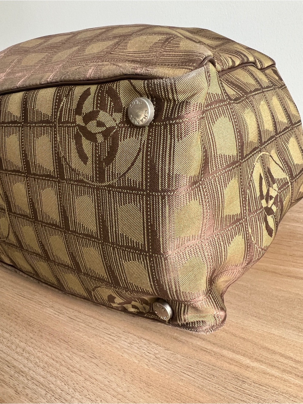 CHANEL Vintage “New Travel” Chocolate Bar Nylon Tote Bag - Picture 10 of 14